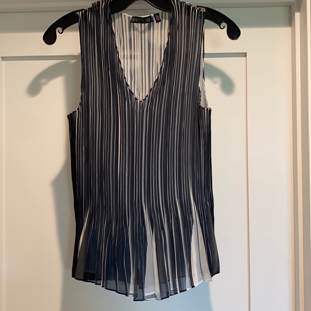 Vintage Lafayette 148 sleeveless low neck blouse